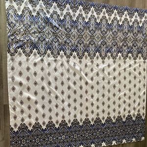 Project Runway White, Black and Blue patterned decorative Shower Curtain